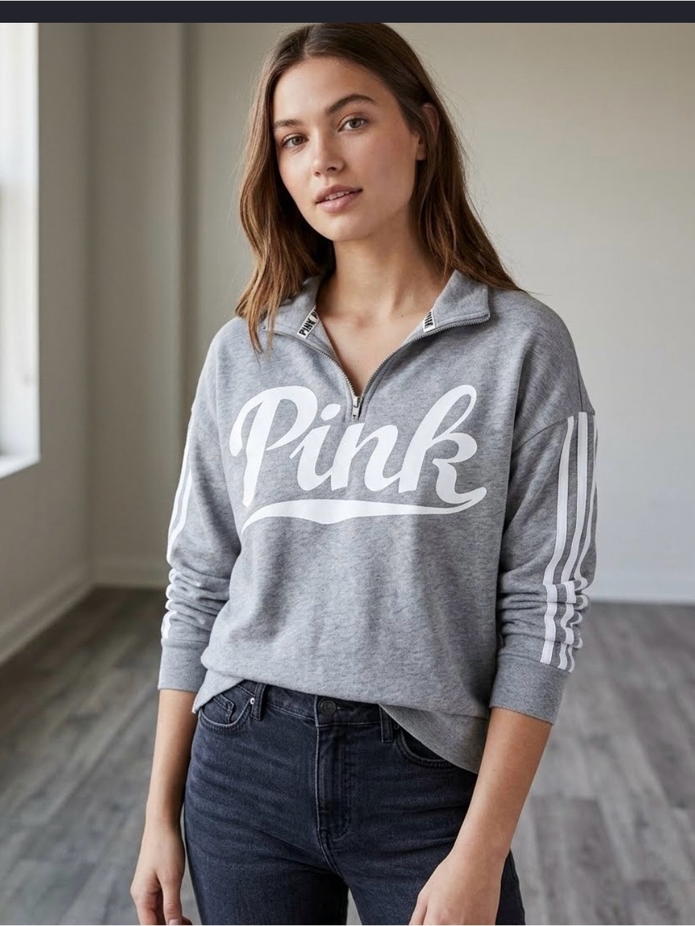 PINK by Victoria's Secret Gray Logo Sweatshirt